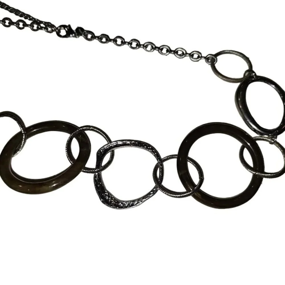Chicos Leopard Print & Silver Tone Chain Belt 40 inches